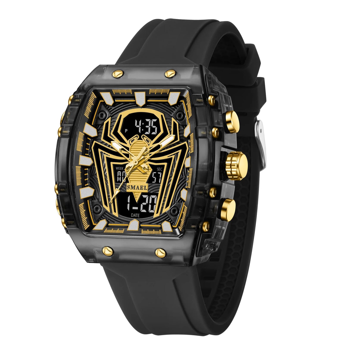 Orologio Digitale Uomo Sportivo LED Cronografo Doppio Display