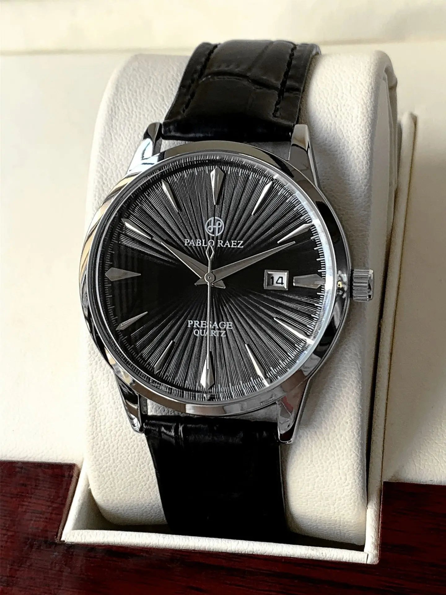 Orologio Uomo Elegante Quarzo Cinturino Similpelle Cassa Acciaio
