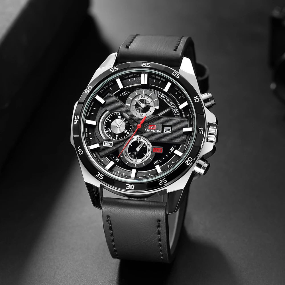 Orologio Uomo 46mm Quarzo - Cinturino SimilPelle o Acciaio, Elegante e Sportivo