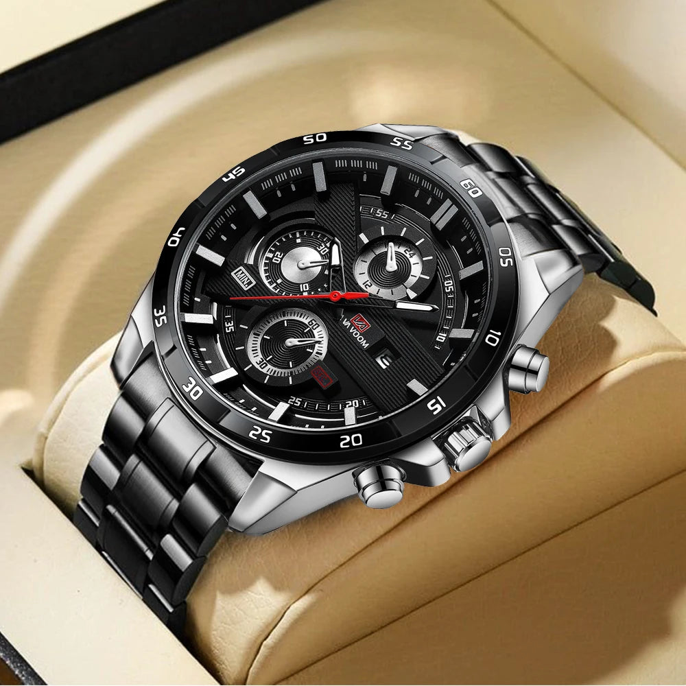 Orologio Uomo 46mm Quarzo - Cinturino SimilPelle o Acciaio, Elegante e Sportivo