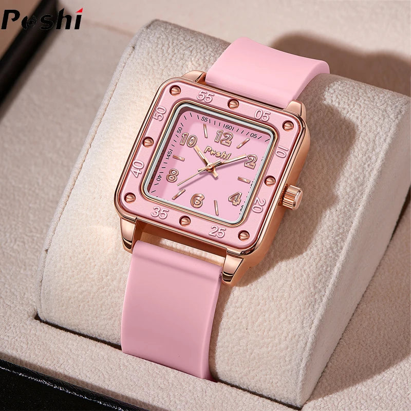 Orologio Donna Quarzo Moda Casual Silicone Quadrante Quadrato