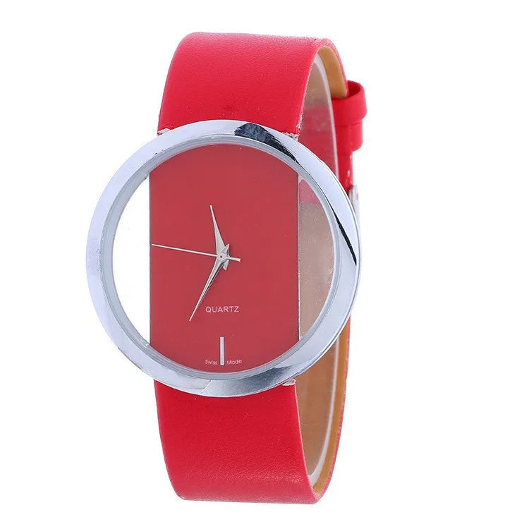 Orologio Donna Moda Trasparente al Quarzo con Cinturino in Similpelle