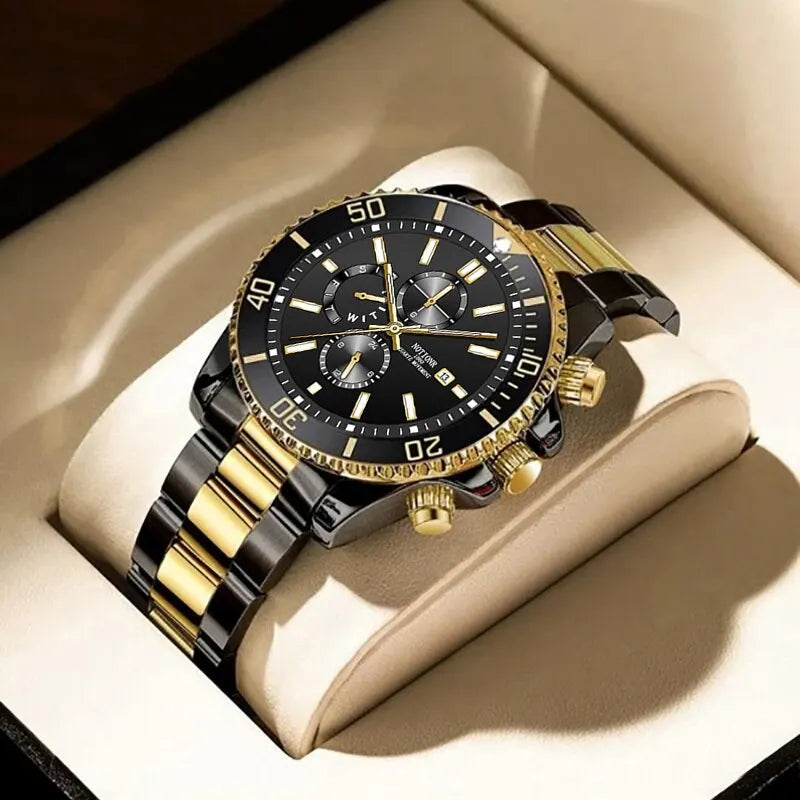 Orologio Uomo Acciaio Al Quarzo Elegante Moda Casual Con Data Lancette Luminose