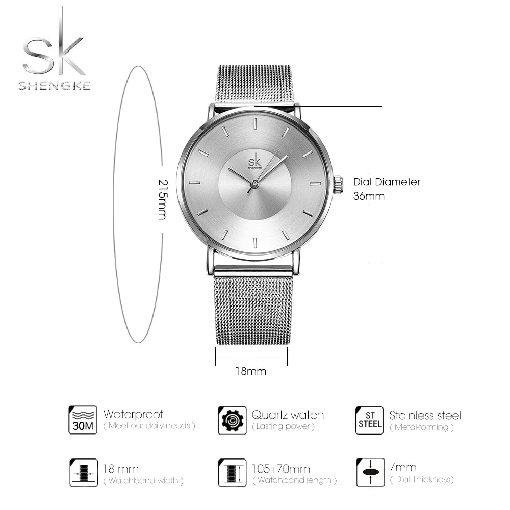 Orologio Donna Ultra Sottile Moda Quarzo Maglia Acciaio Elegante