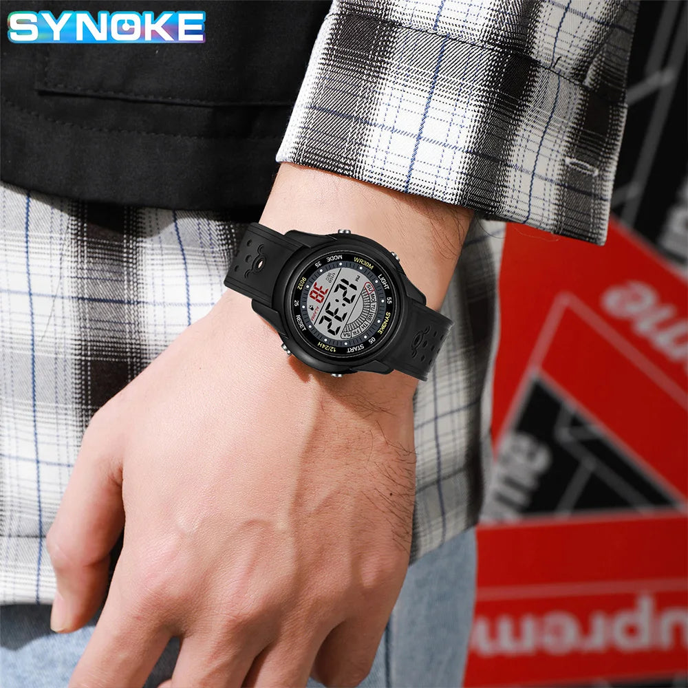 Orologio Sportivo Uomo Digitale LED Multifunzione Cinturino Gomma 41mm