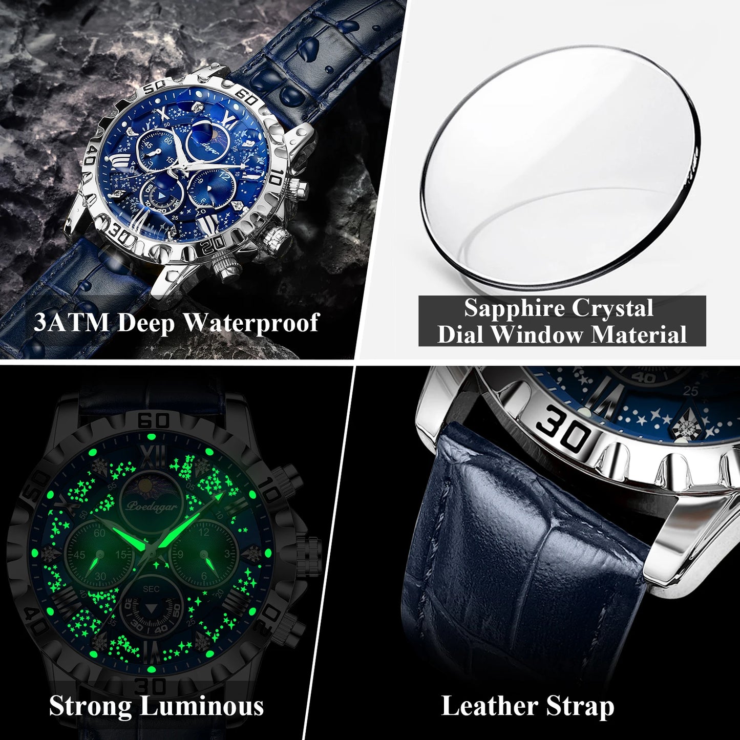 Orologio Uomo Sportivo Quarzo Cronografo Similpelle