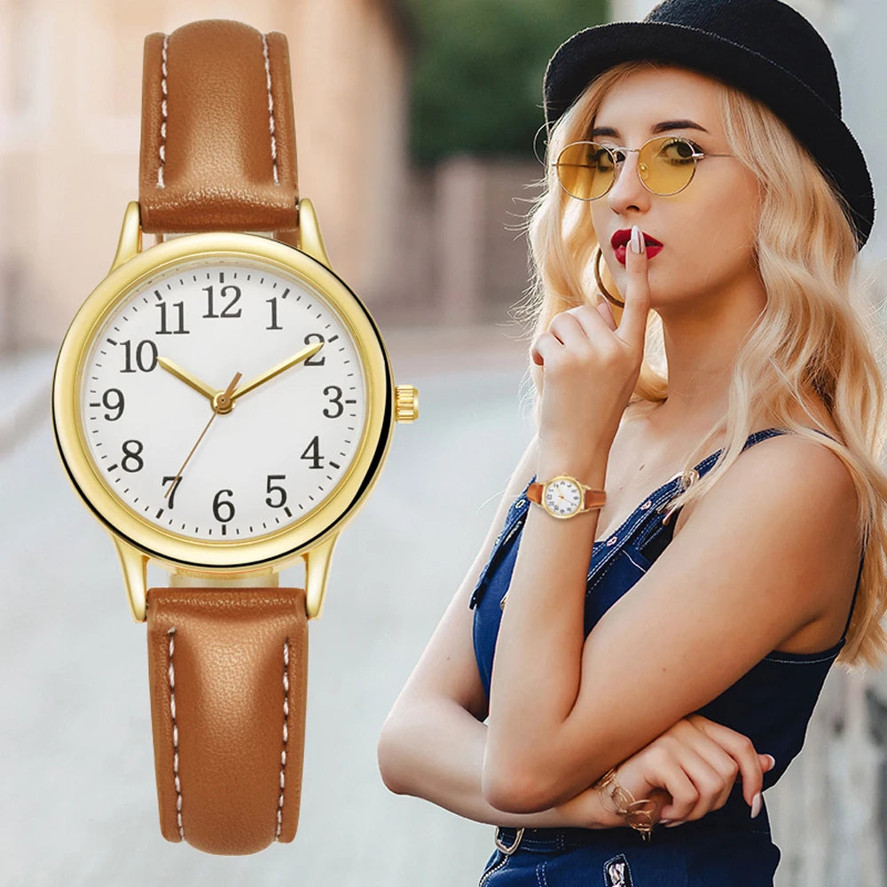 Orologio Donna Quarzo Elegante Similpelle Design Semplice e alla Moda