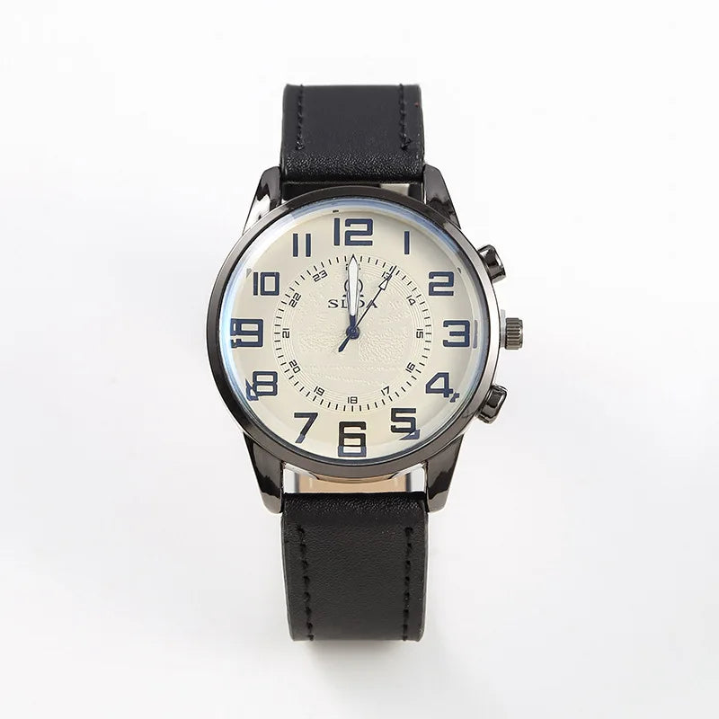 Orologio Uomo Quarzo Elegante Cinturino Similpelle Casual Cassa Lega
