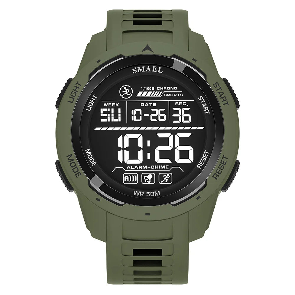 Orologio Digitale Uomo – LED, Sveglia, Cronometro, Impermeabile 5ATM In Gomma Rinforzata