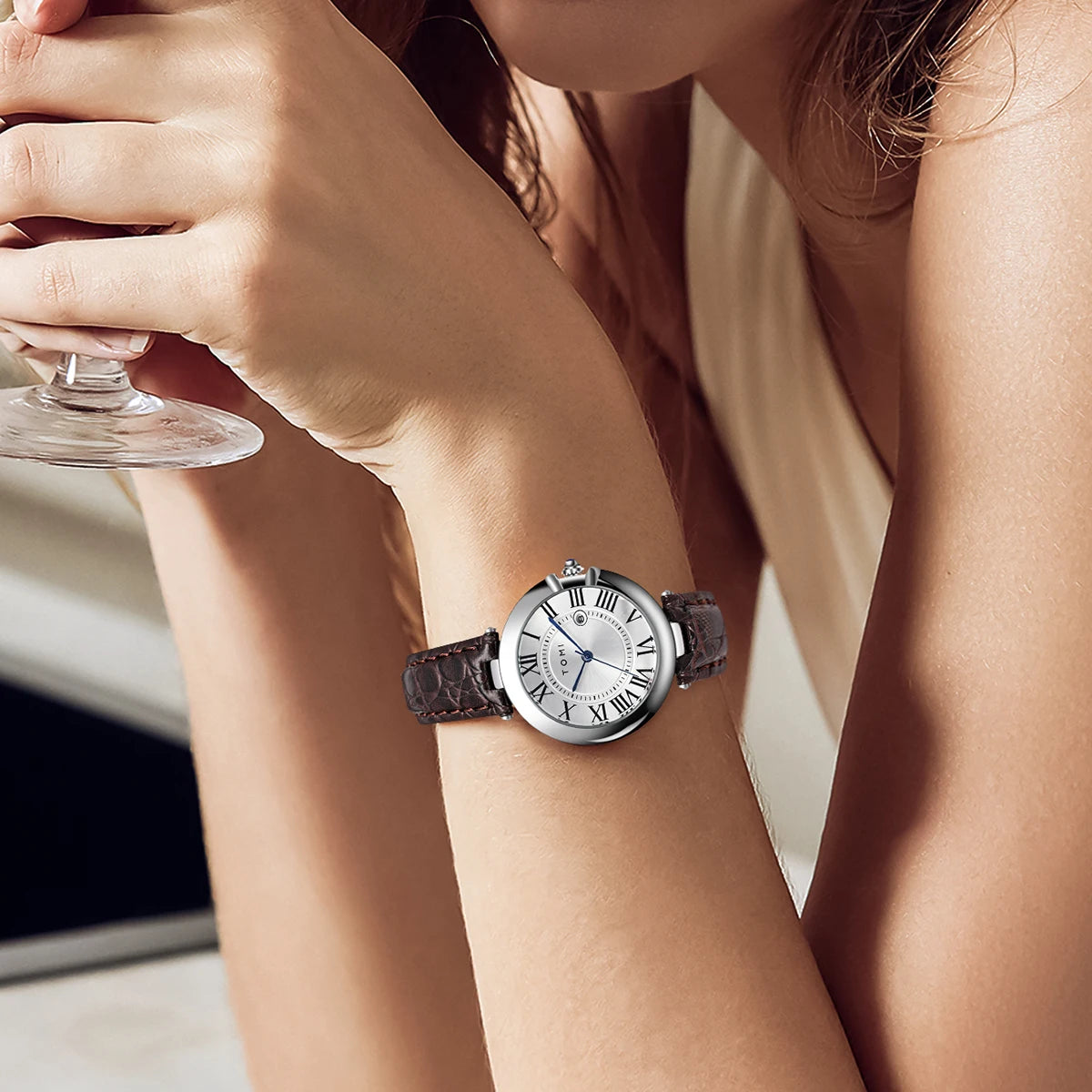 Orologio Donna Elegante Quarzo 34mm Cinturino Similpelle