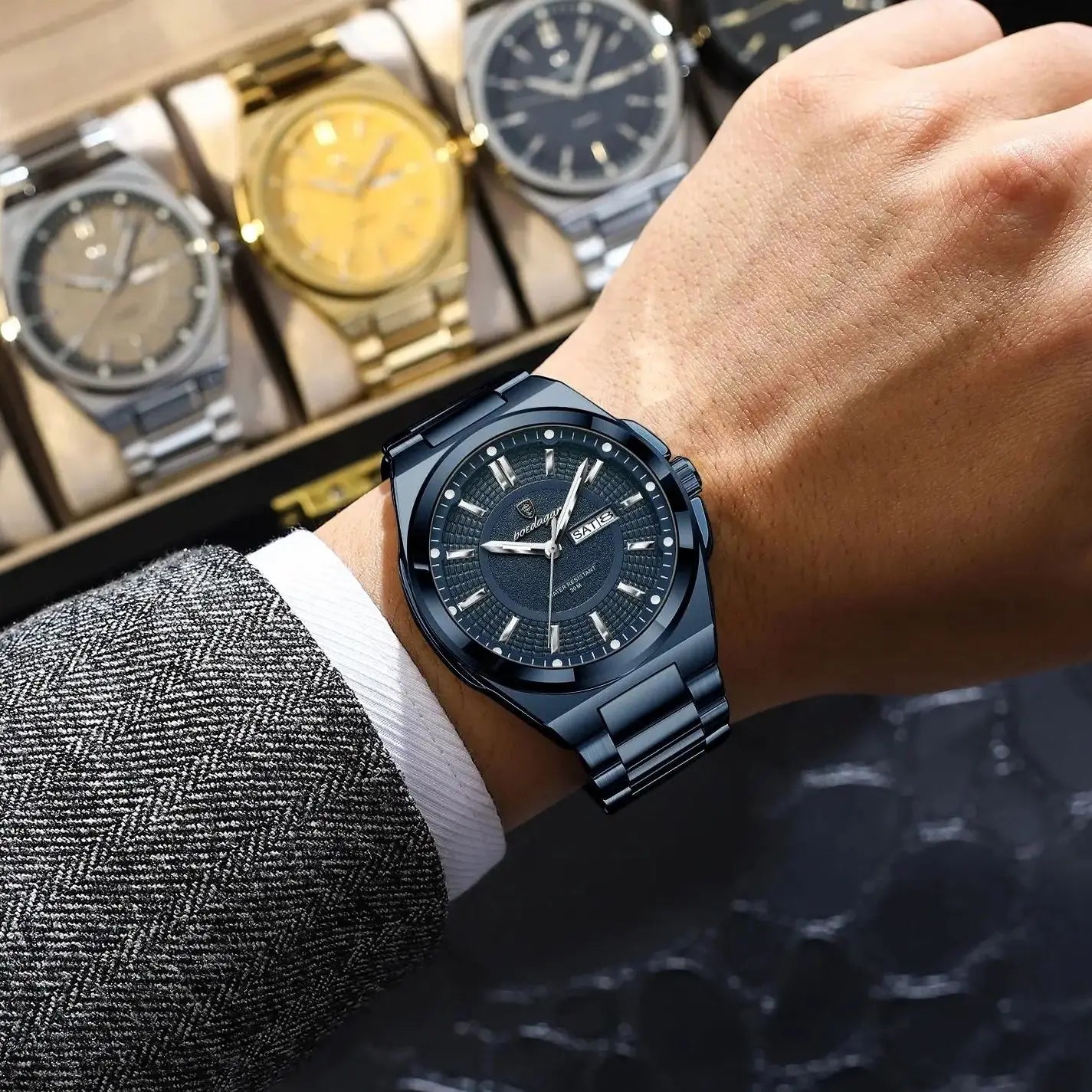 Orologio Uomo Acciaio Quarzo Classico Elegante Moda Casual Data