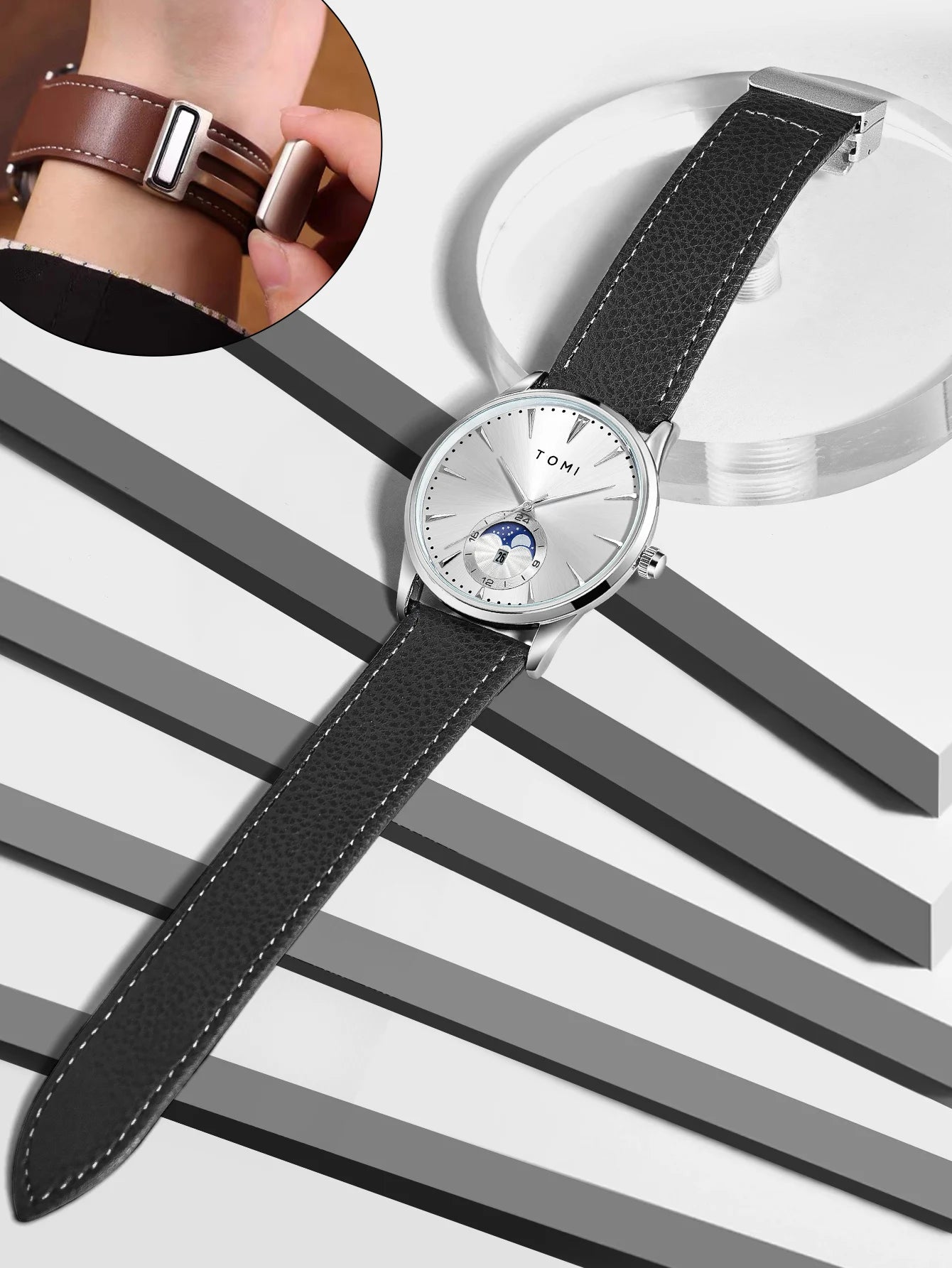 Orologio Uomo Quarzo Cinturino Similpelle – Elegante e Casual Quadrante 42mm