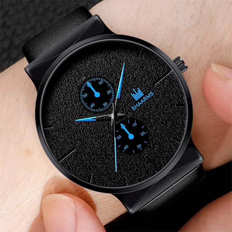 Orologio Uomo Moda al Quarzo con Cinturino Similpelle Elegante con Bracciale