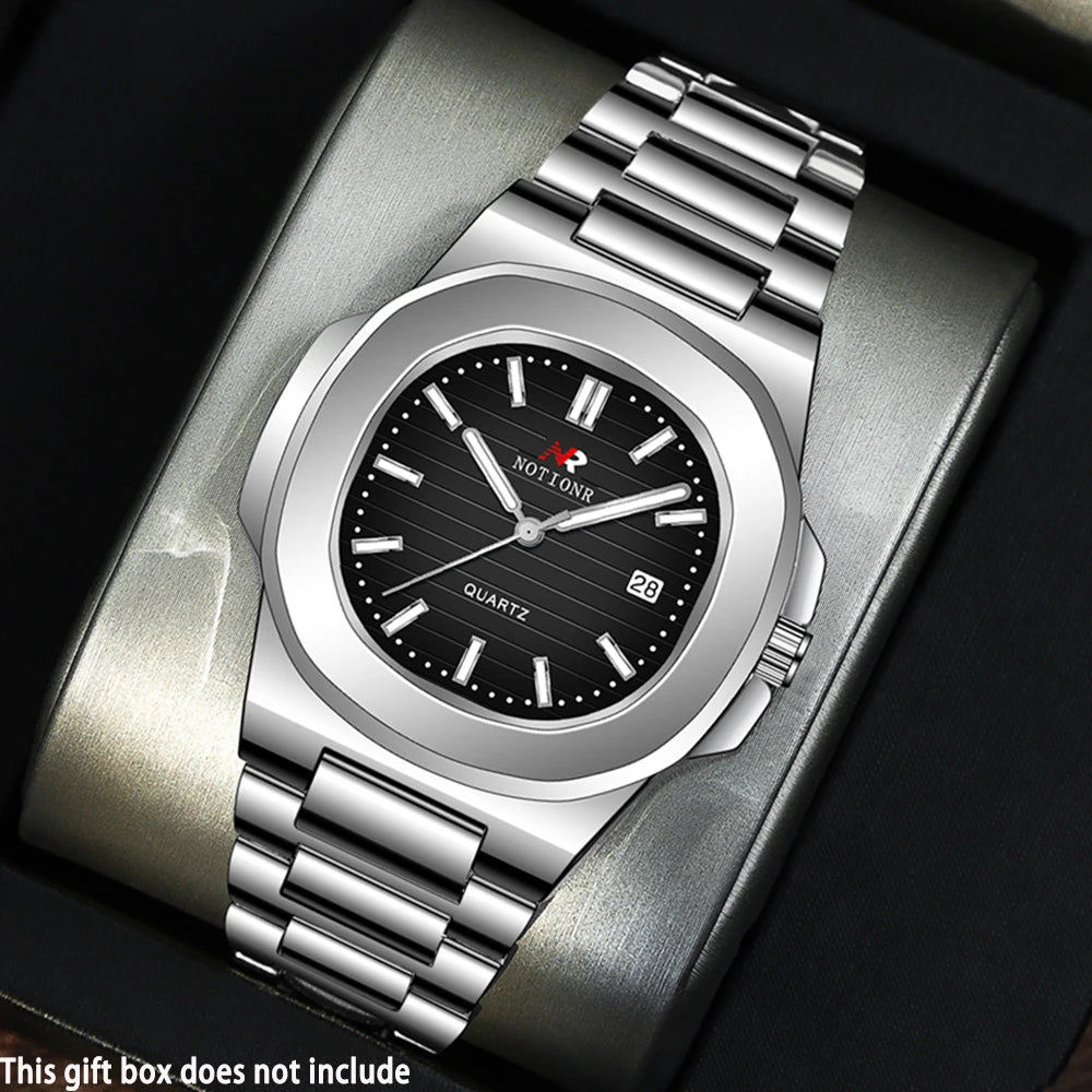 Orologio Uomo Elegante Al Quarzo In Acciaio Con Data Quadrante 40mm Moda Casual