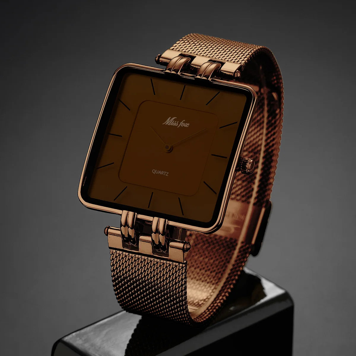 Orologio Uomo Donna Quarzo Acciaio Quadrato Elegante Business