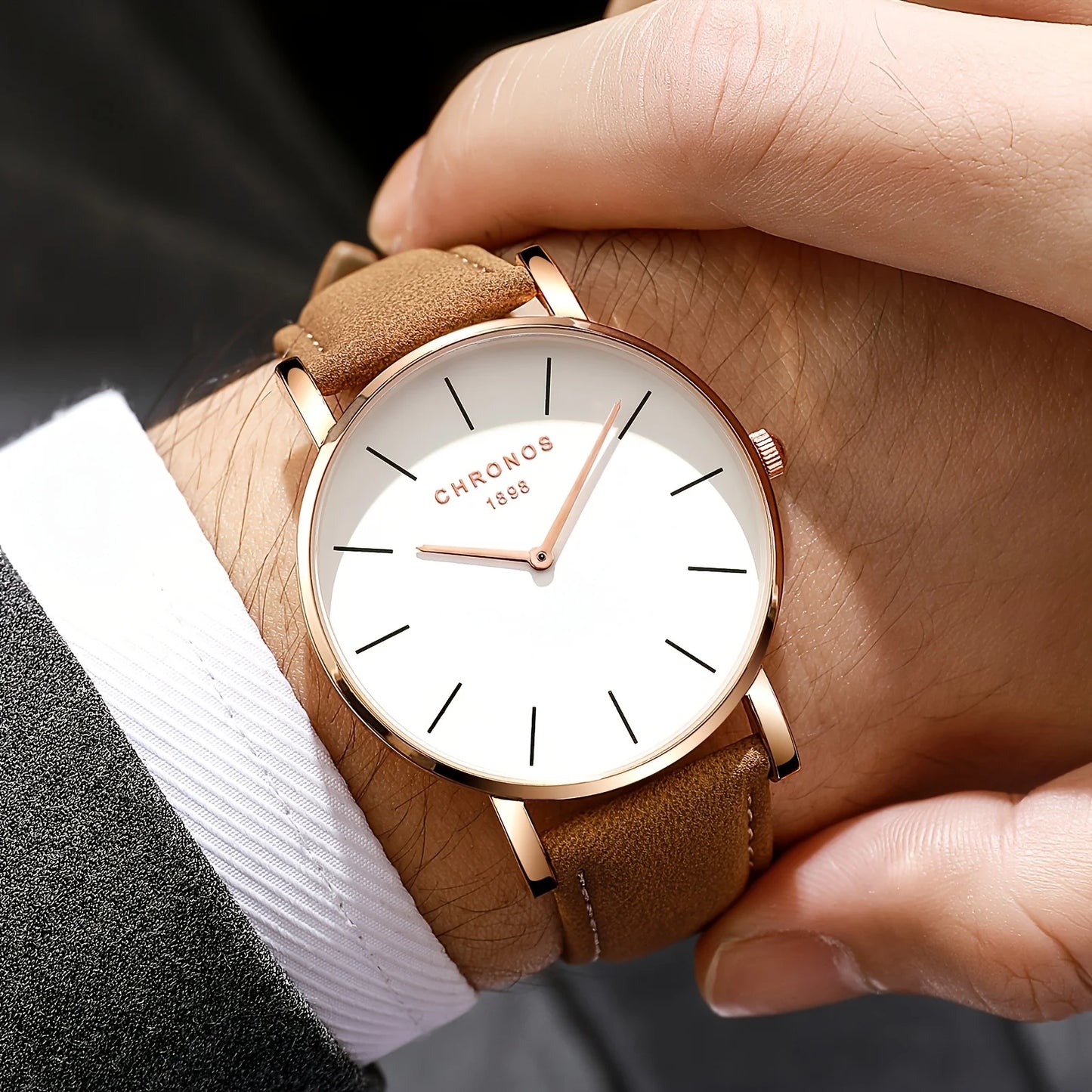 Orologio Uomo Elegante Classico Analogico Quarzo Cinturino Similpelle Moda Casual