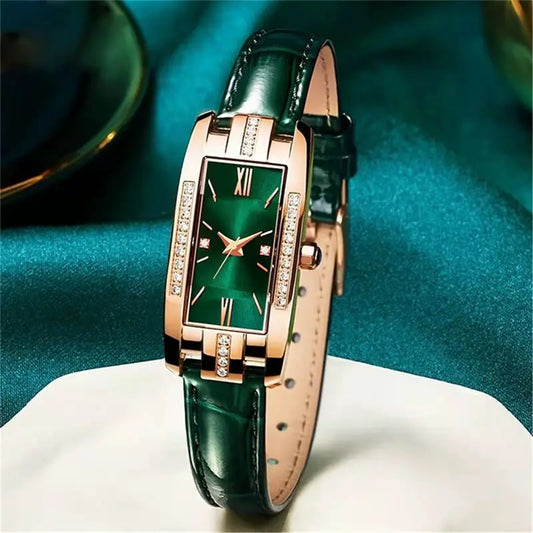 Orologio da Donna al Quarzo Elegante Quadrante Quadrato con Cinturino in Similpelle