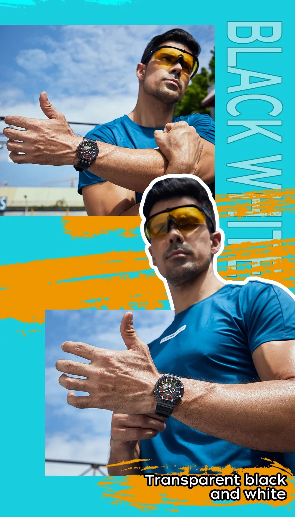 Orologio Digitale Uomo LED Antiurto Quarzo Sportivo Gomma Rinforzata Quadrante 46 mm