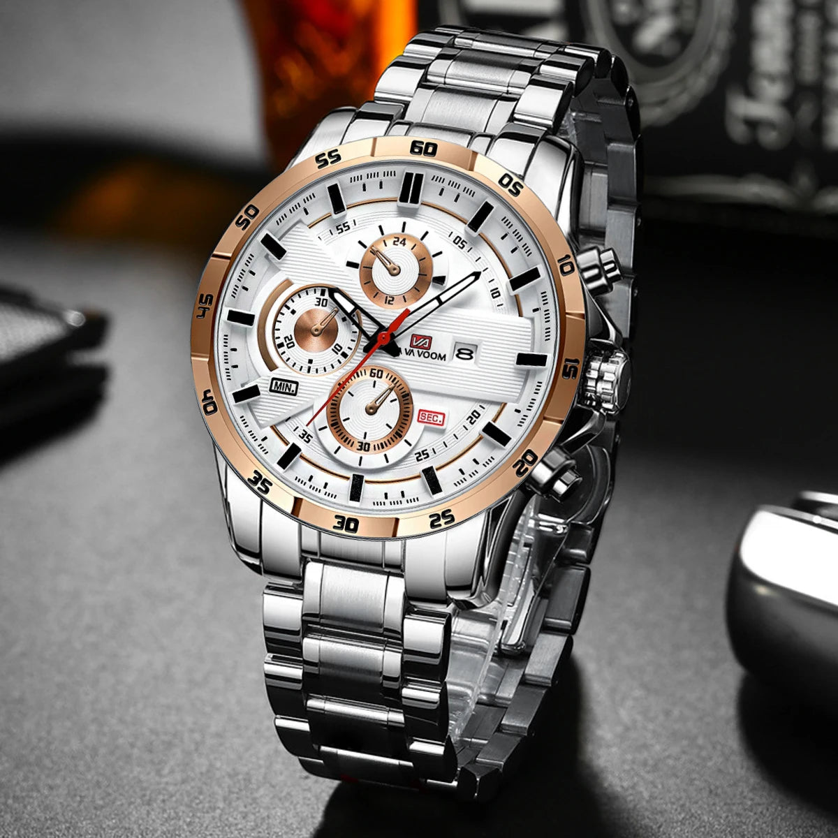 Orologio Uomo 46mm Quarzo - Cinturino SimilPelle o Acciaio, Elegante e Sportivo