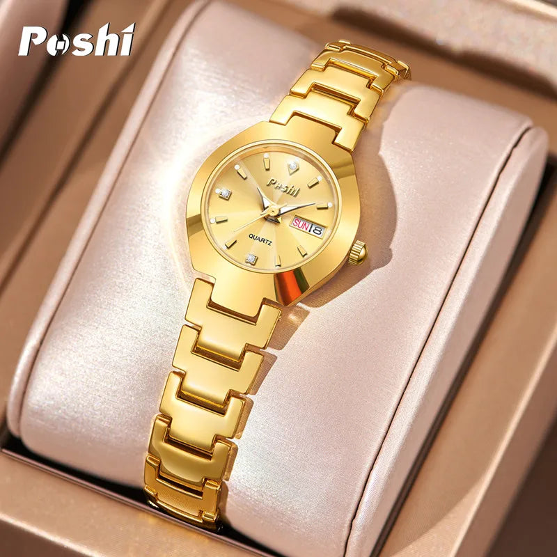 Orologio Donna con Data Elegante Cinturino Acciaio al Quarzo