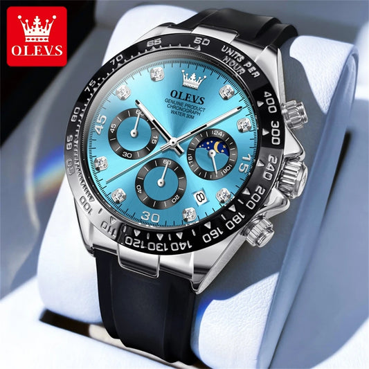 Orologio Uomo Quarzo Cronografo Data Cinturino Silicone Sportivo Elegante