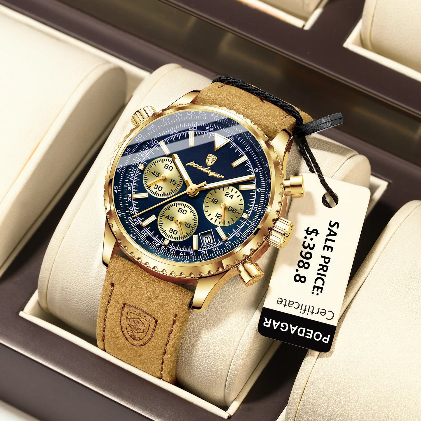 Orologio Uomo Quarzo Cronografo Data Similpelle Moda Casual Elegante