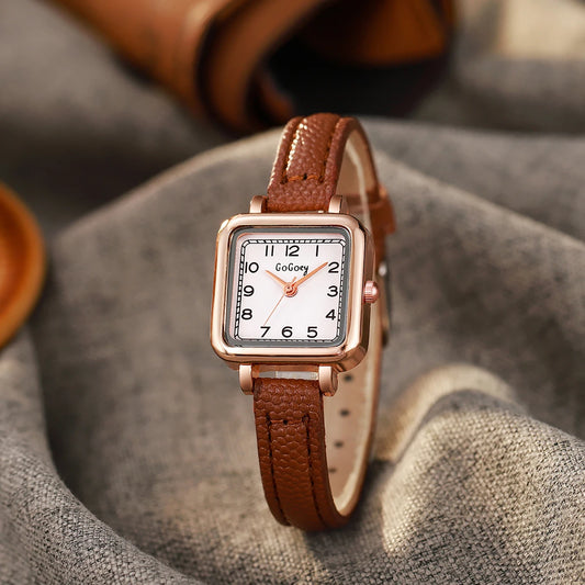 Orologio Donna Quarzo Elegante Moda Quadrante Piccolo Quadrato Similpelle