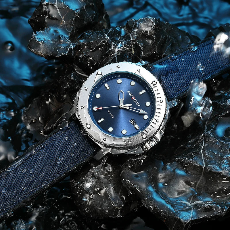 Orologio Da Uomo Moda Quarzo Con Data Lancette Luminose Cinturino Nylon