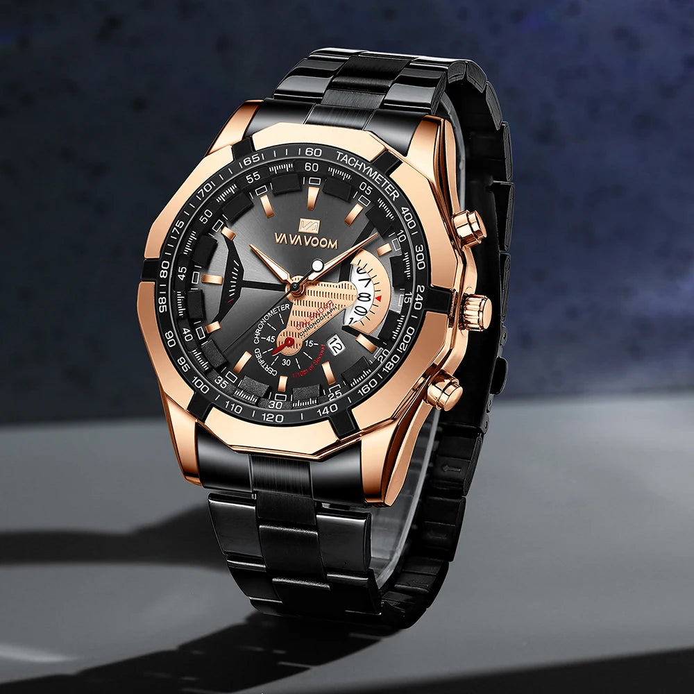 Orologio Uomo Acciaio Grande Quadrante 46mm Quarzo