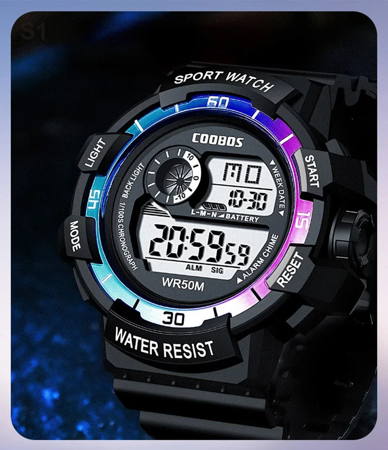 Orologio Digitale Uomo Sportivo Display LED Cinturino Silicone Quadrante 56 mm