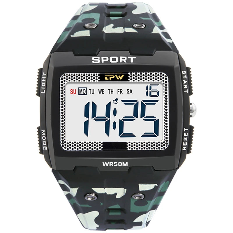 Orologio Digitale Uomo Sportivo LED Cronografo Sveglia