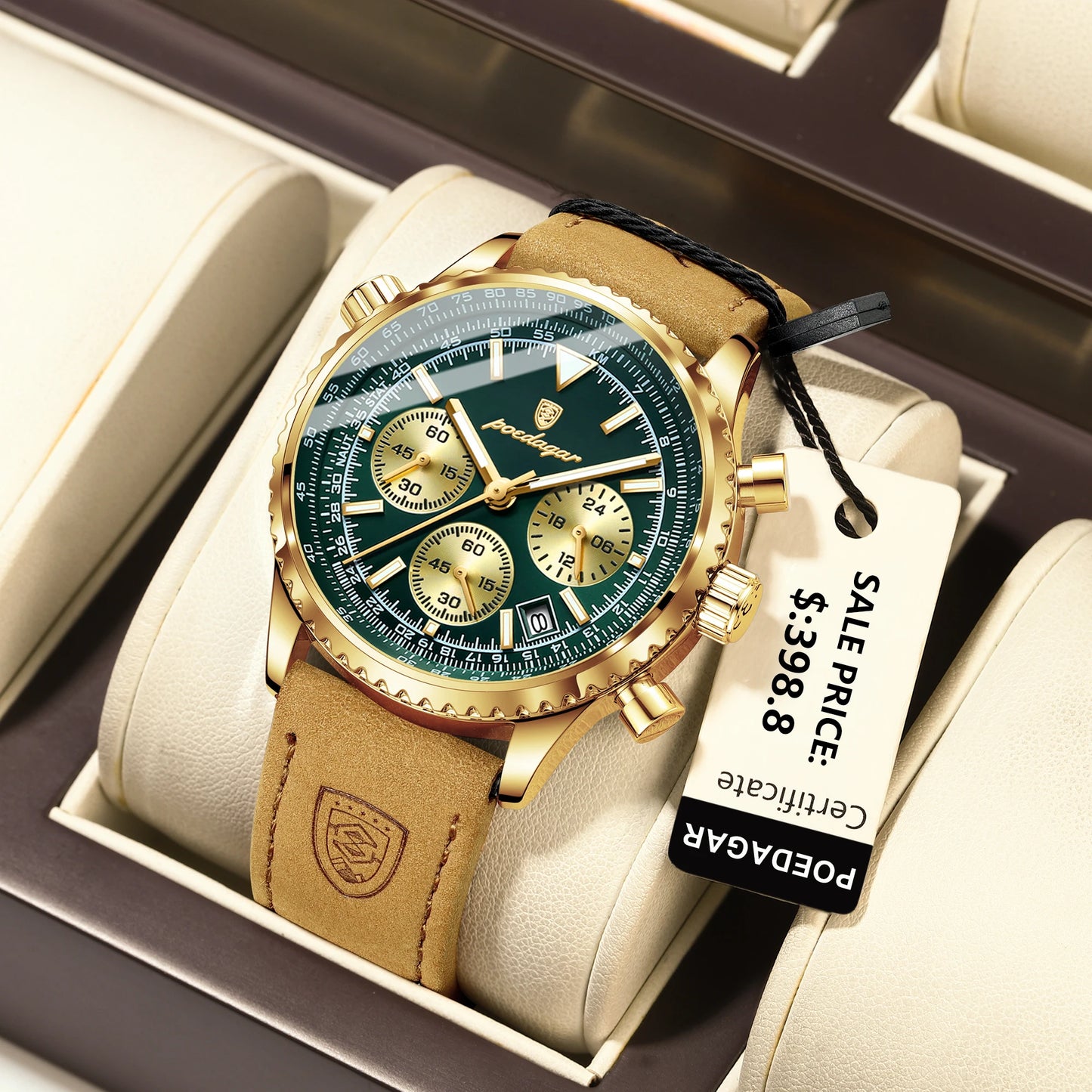 Orologio Uomo Quarzo Cronografo Data Similpelle Moda Casual Elegante
