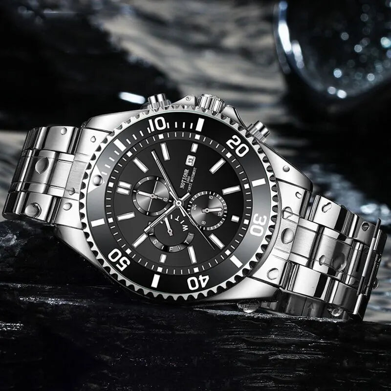 Orologio Uomo Acciaio Al Quarzo Elegante Moda Casual Con Data Lancette Luminose