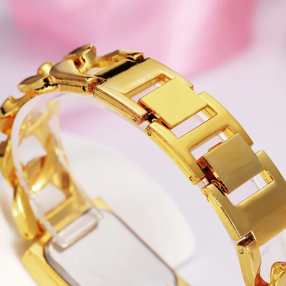 Orologio Donna Elegante Cinturino In Lega Quadrante Rettangolare Al Quarzo Moda Casual