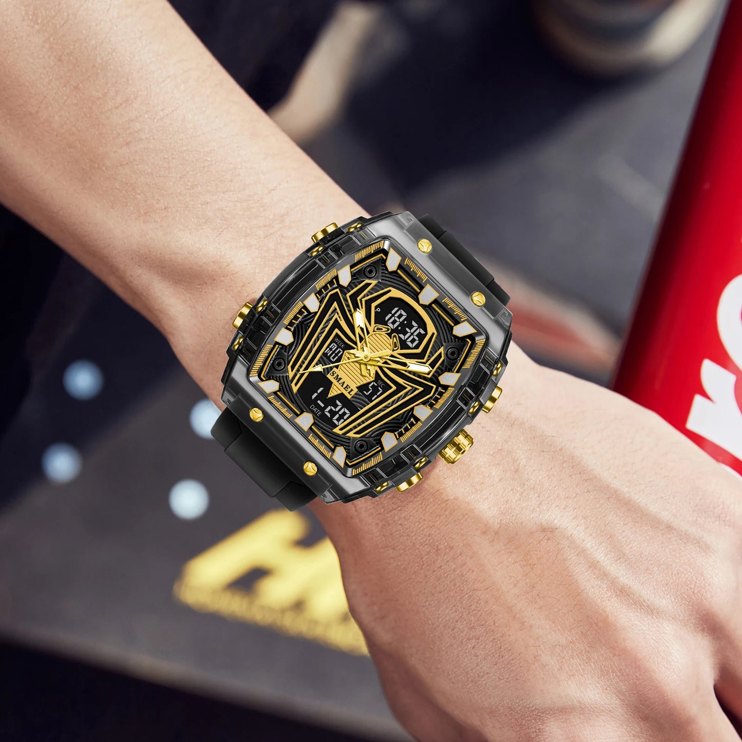 Orologio Digitale Uomo Sportivo LED Cronografo Doppio Display