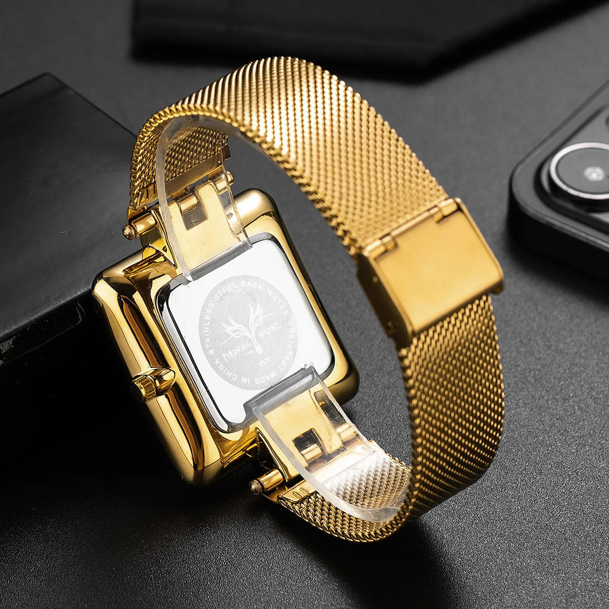 Orologio Uomo Donna Quarzo Acciaio Quadrato Elegante Business
