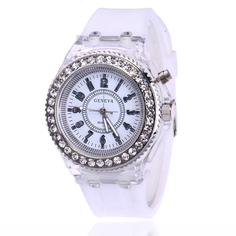 Orologio LED Unisex Luminoso Digitale Moda Silicone Strass