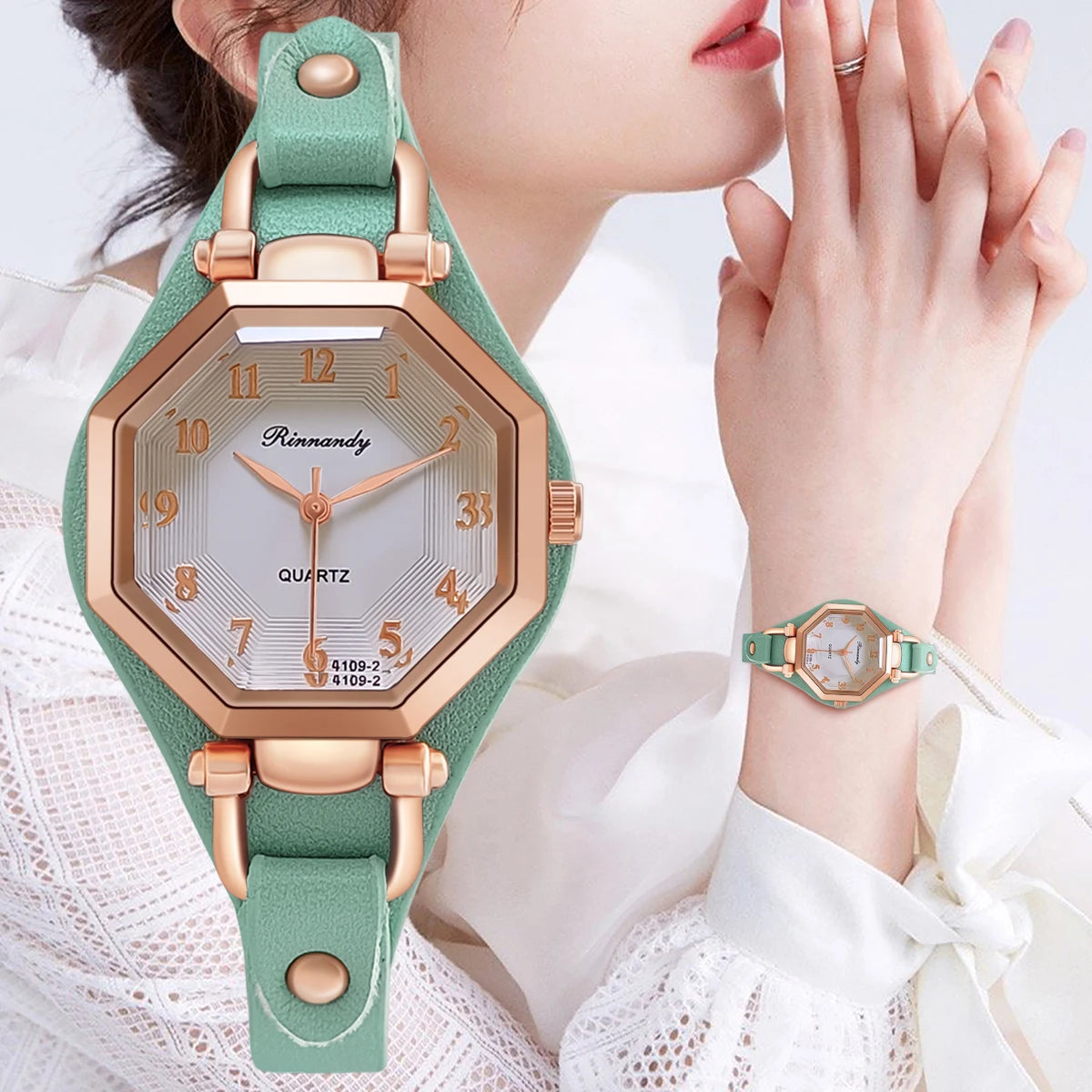 Orologio Donna Elegante Quarzo Analogico Cinturino Similpelle Stile Moda Casual