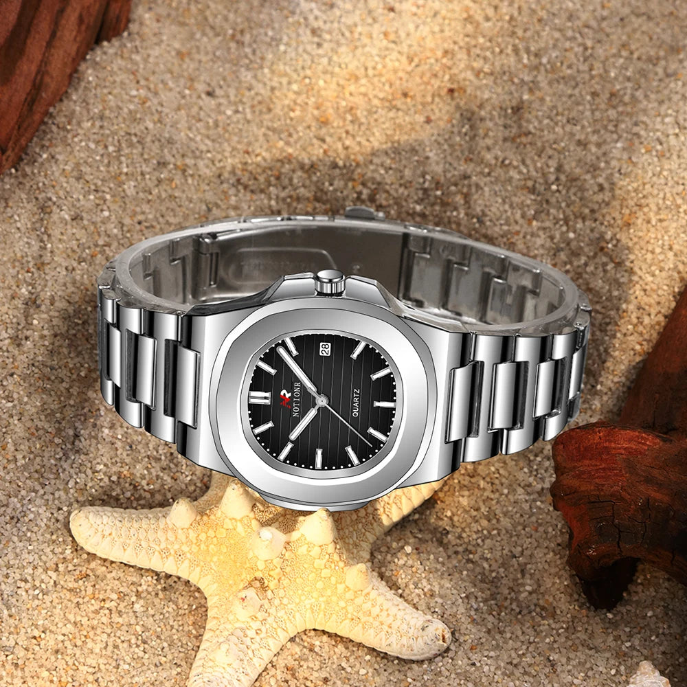 Orologio Uomo Elegante Al Quarzo In Acciaio Con Data Quadrante 40mm Moda Casual