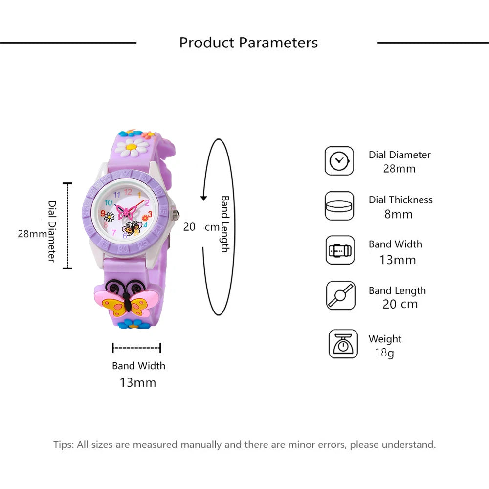 Orologio Bambina Quarzo Silicone Lancette Farfalla