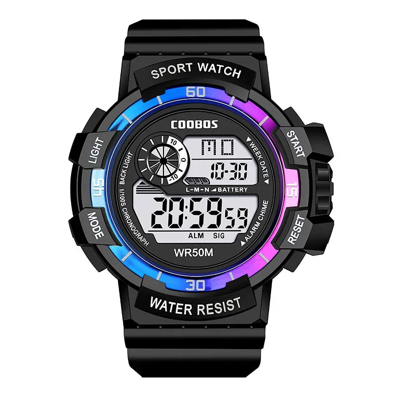 Orologio Digitale Uomo Sportivo Display LED Cinturino Silicone Quadrante 56 mm