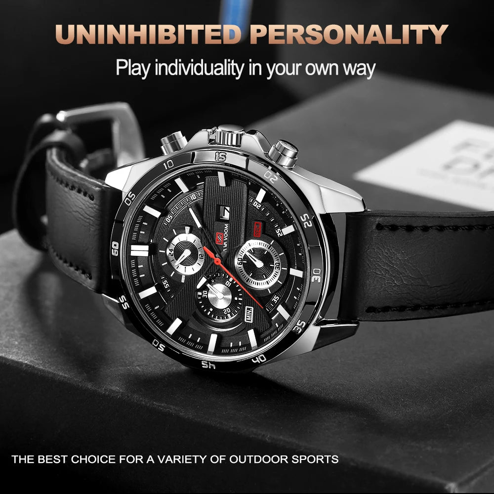 Orologio Uomo 46mm Quarzo - Cinturino SimilPelle o Acciaio, Elegante e Sportivo