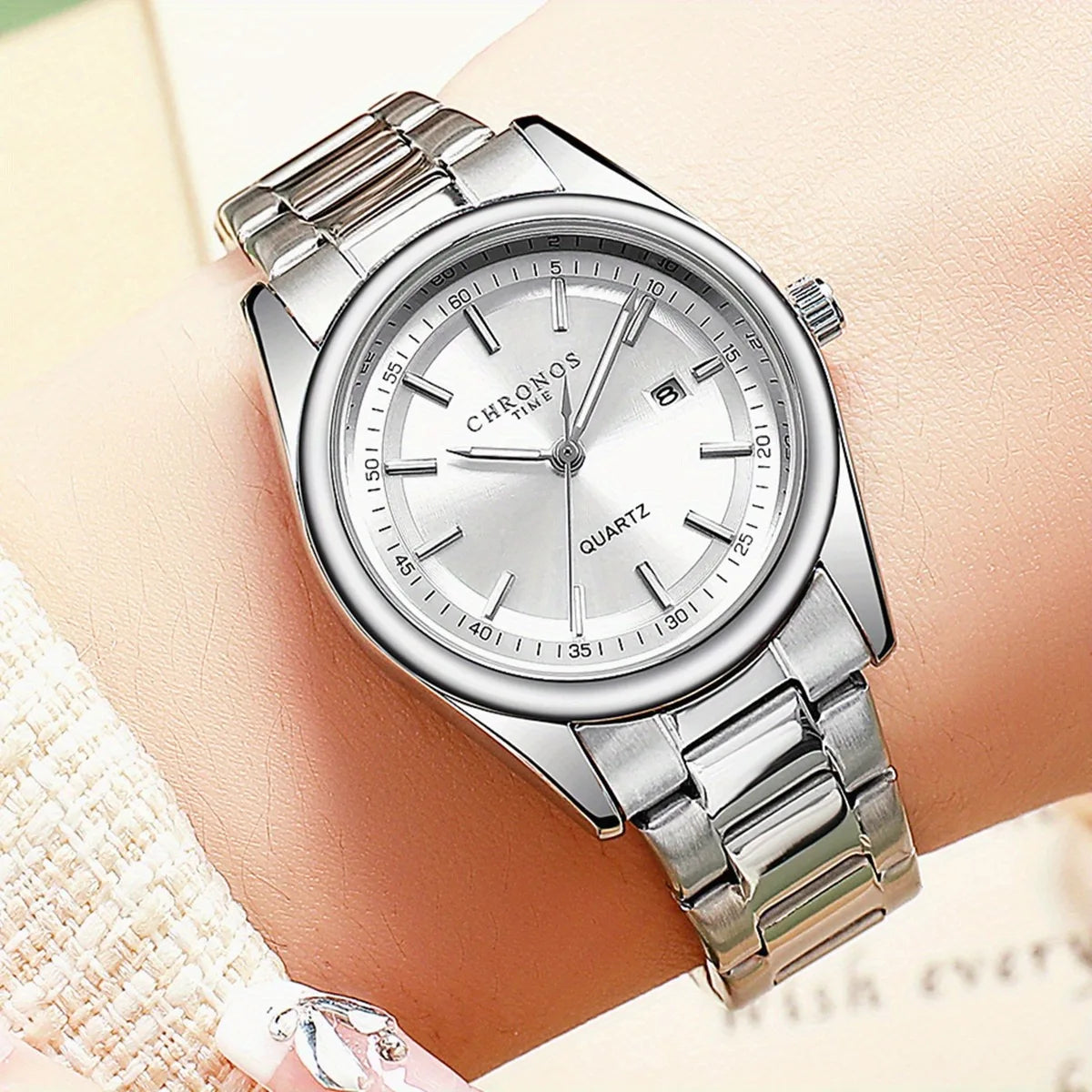 Orologio Donna Acciaio Elegante Al Quarzo Con Data Quadrante 31mm Moda Casual