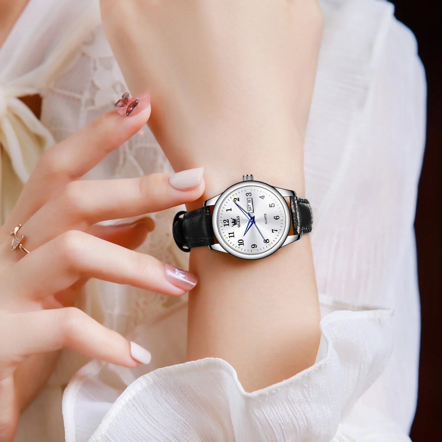 Orologio Donna Al Quarzo Elegante Con Data Casual Cinturino Similpelle