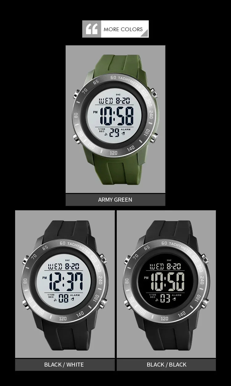Orologio Digitale Uomo LED – Sportivo Impermeabile Cinturino Silicone Quadrante 50 mm
