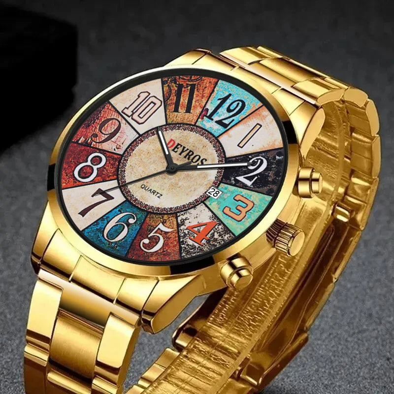 Orologio Uomo Moda al Quarzo Cinturino Acciaio Elegante Data