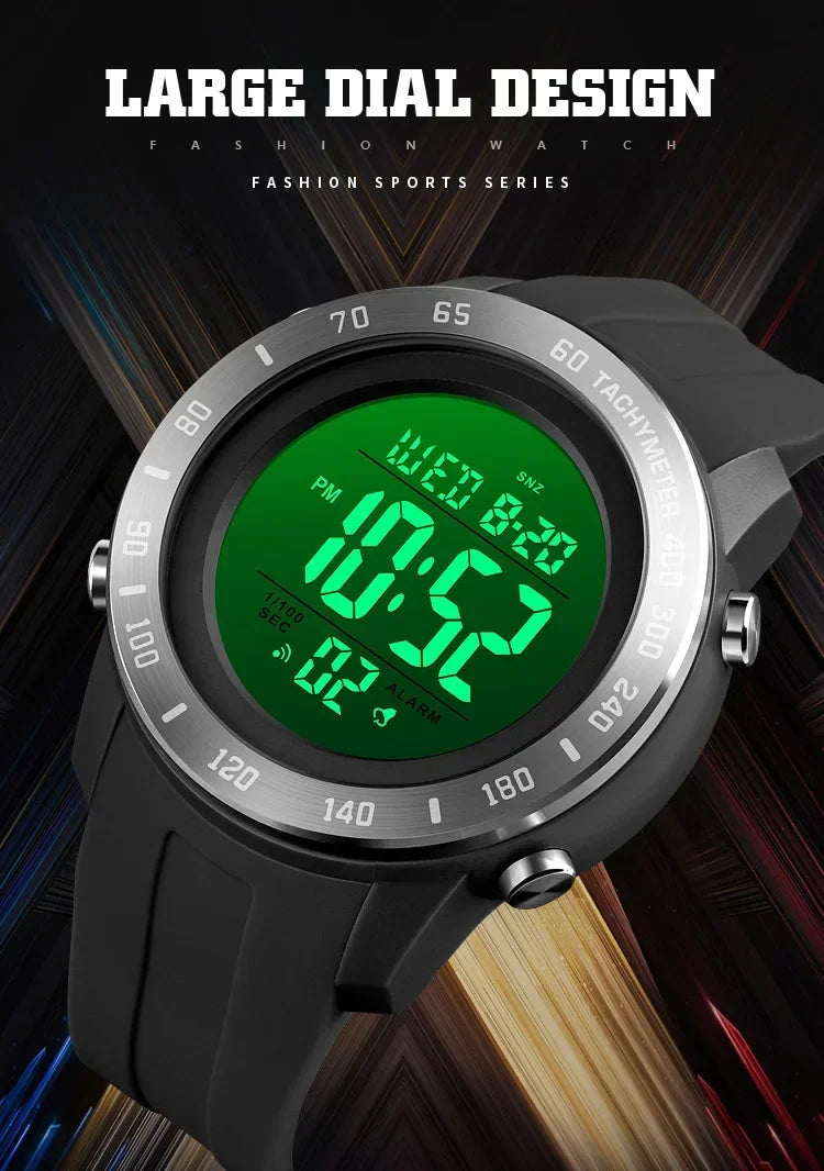 Orologio Digitale Uomo LED – Sportivo Impermeabile Cinturino Silicone Quadrante 50 mm
