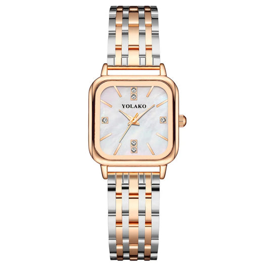 Orologio Donna Al Quarzo Elegante Quadrante Quadrato Bracciale In Lega Moda Casual
