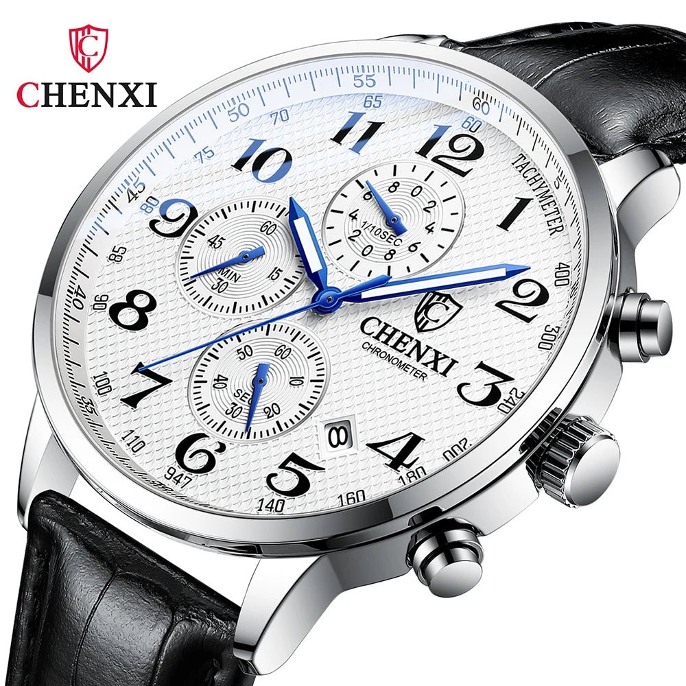 Orologio Uomo Cronografo Quarzo Moda Casual Elegante Cinturino Similpelle o Acciaio