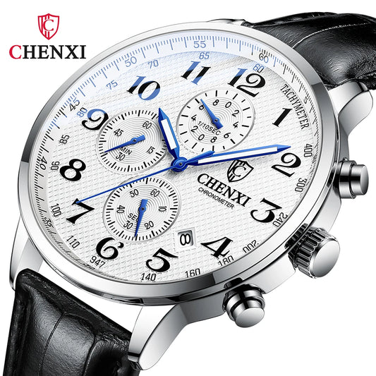 Orologio Uomo Cronografo Quarzo Moda Casual Elegante Cinturino Similpelle o Acciaio